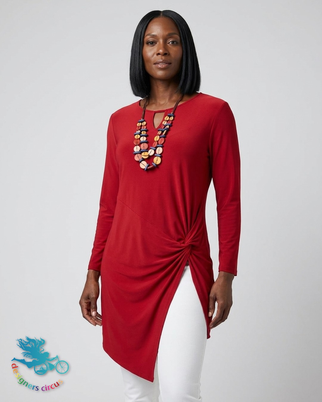 Crimson Denim Tunic